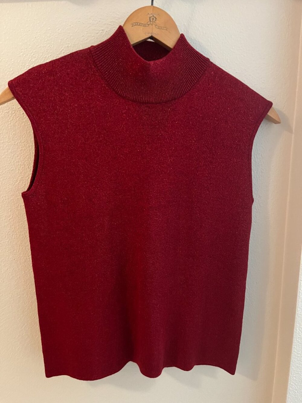 Coldwater Creek Silk-Blend Metallic Sparkle Mock-Neck Sleeveless Sweater Top